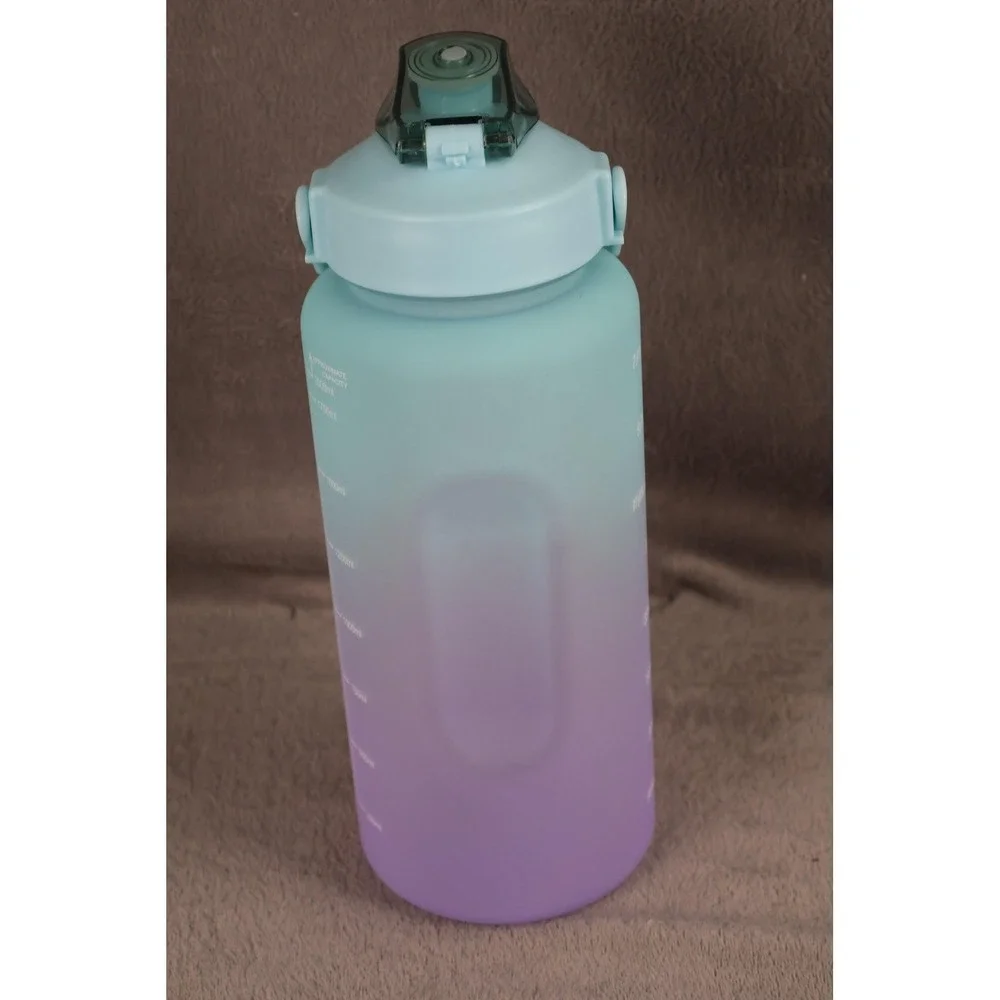 Flask Monster Tumbler‎ Water Bottle 64 oz 2000 ml Teal Purple Ombre Jug Handle